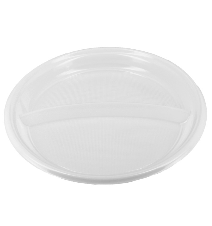 Assiette Plastique PS Creuse 2 Compartiments (6 Utés) Assiette Plastique PS Creuse 2 Compartiments (6 Utés)