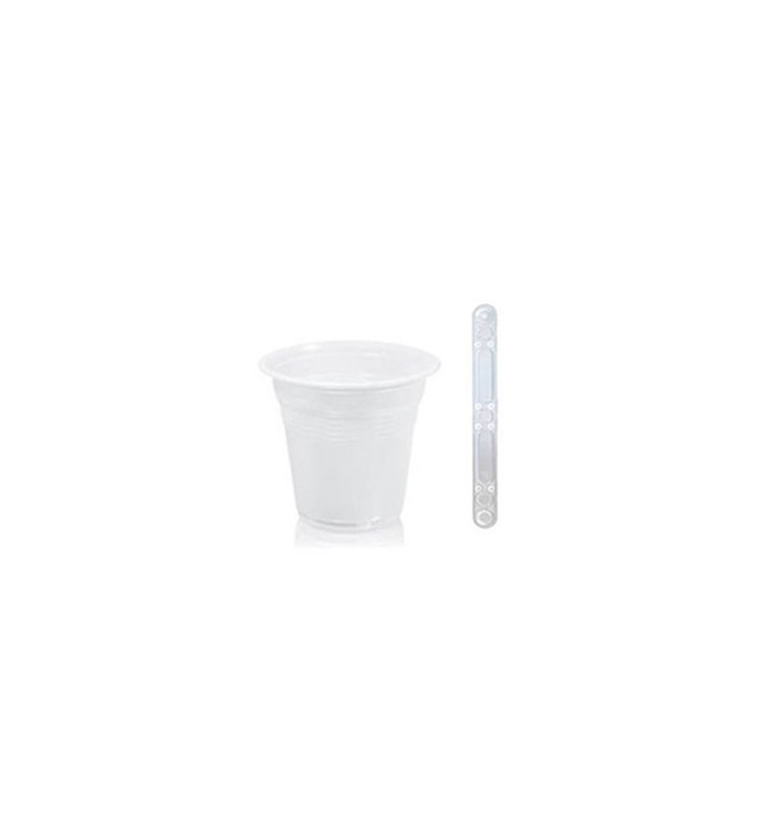 Pack Gobelet 80ml Blanc et Touillette 90 mm Transparente Pack Gobelet 80ml Blanc et Touillette 90 mm Transparente