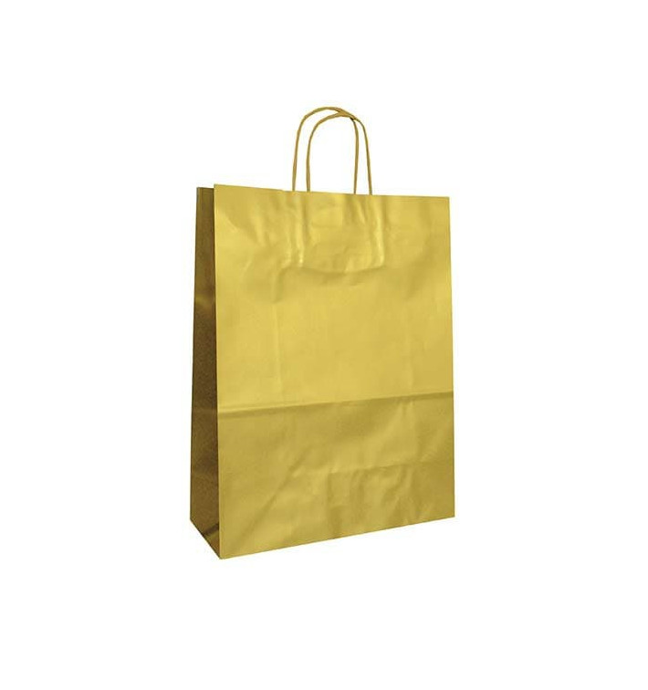 Sac en Papier KRAFT OR avec anses 100g 32+12x41cm (50 Utés) Sac en Papier KRAFT OR avec anses 100g 32+12x41cm (50 Utés)