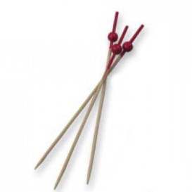 Pique en Bambou décoré boule rouge 90mm (10000 Unités)