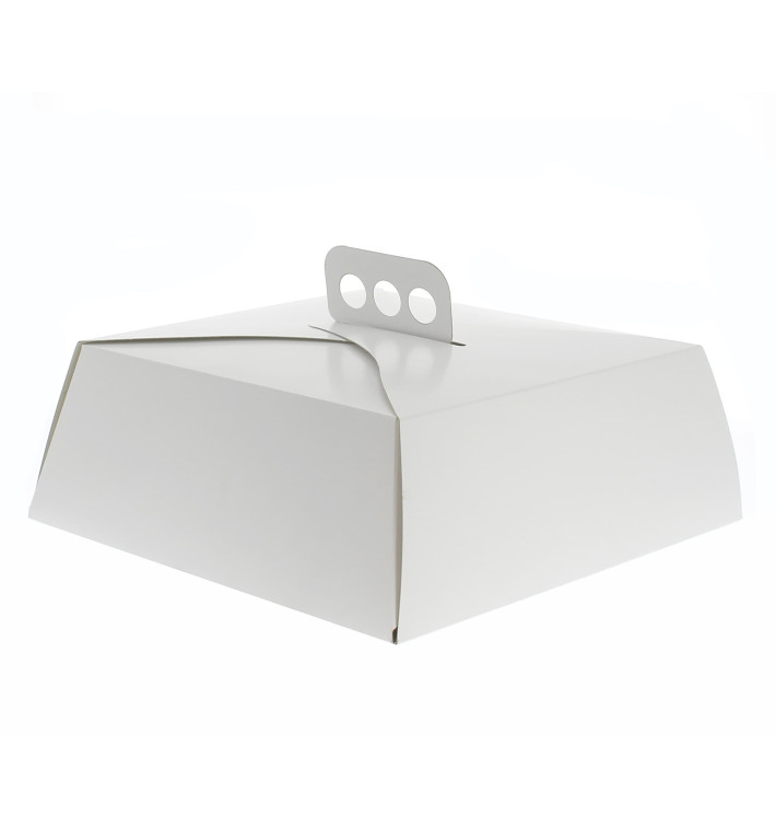 Papieren cake doosje Vierkant wit 24,5x24,5x10cm Papieren cake doosje Vierkant wit 24,5x24,5x10cm