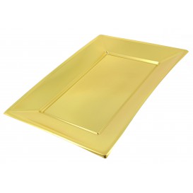 Plastic dienblad goud 33x22,5cm 