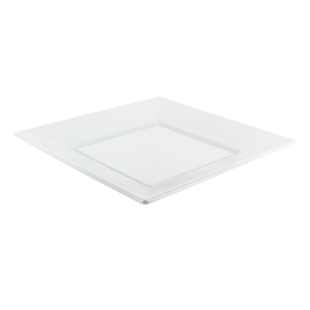 Plastic bord PS Plat Vierkant wit 23 cm (25 stuks) 