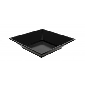 Plastic bord Diep Vierkant zwart 17 cm 