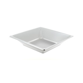 Assiette Plastique Carrée Creuse Argenté 180mm 