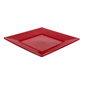 Plastic bord Plat Vierkant rood 17 cm (25 stuks) 