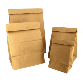 Papieren zak zonder handvat kraft bruin 15+9x28cm (1000 stuks)