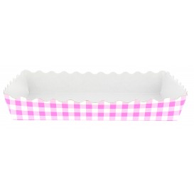 Papieren dienblad voor een wafel gesloten roze 18,2x12,2x3cm 