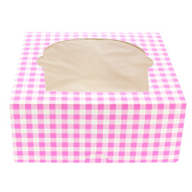 Boîte pour 4 Cupcakes Rose avec insert (20 Unités)