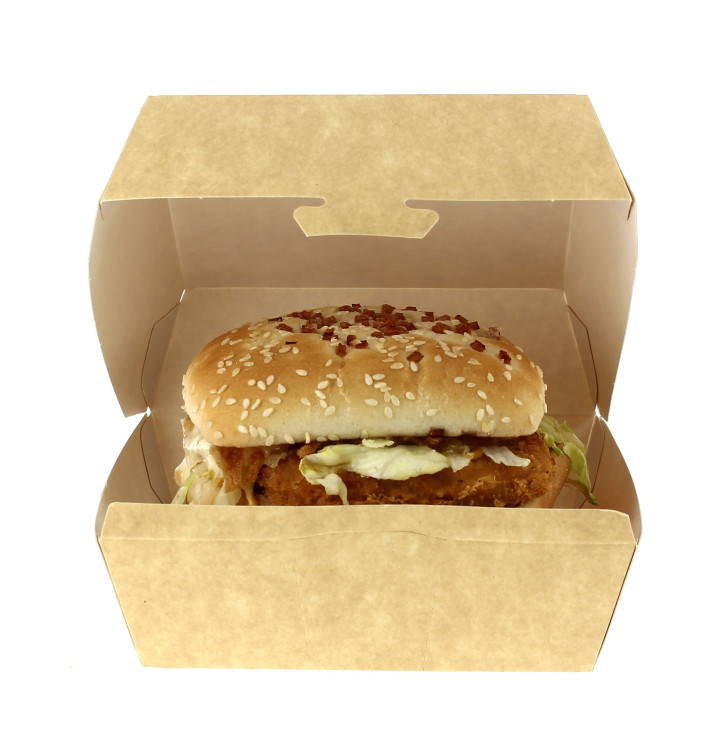 Boîte à Hamburger XXL Kraft 14,5x14,5x8 cm (400 Utés) Boîte à Hamburger XXL Kraft 14,5x14,5x8 cm (400 Utés)