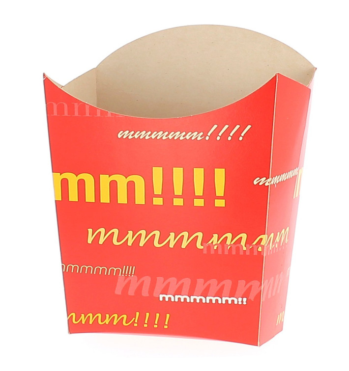 Papieren Container voor frietengroot maat 8,2x3,3x14,9cm Papieren Container voor frietengroot maat 8,2x3,3x14,9cm