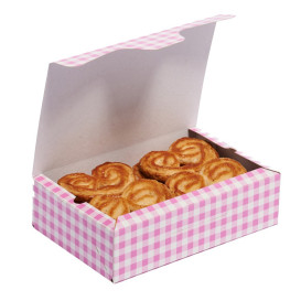 Papier bakkerij doos roze 17,5x11,5x4,7cm 250g (20 stuks)