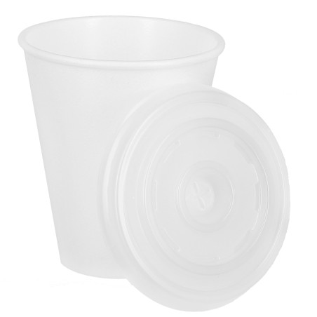 Schuim beker EPS 7Oz/200ml wit + Plastic Deksel (1.000 stuks)