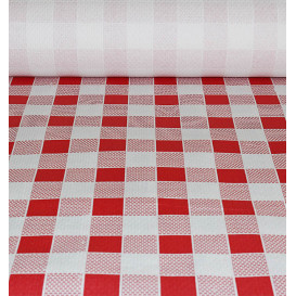 Papieren tafelkleed rol rood Checkers 1x100m. 40g (1 stuk) 