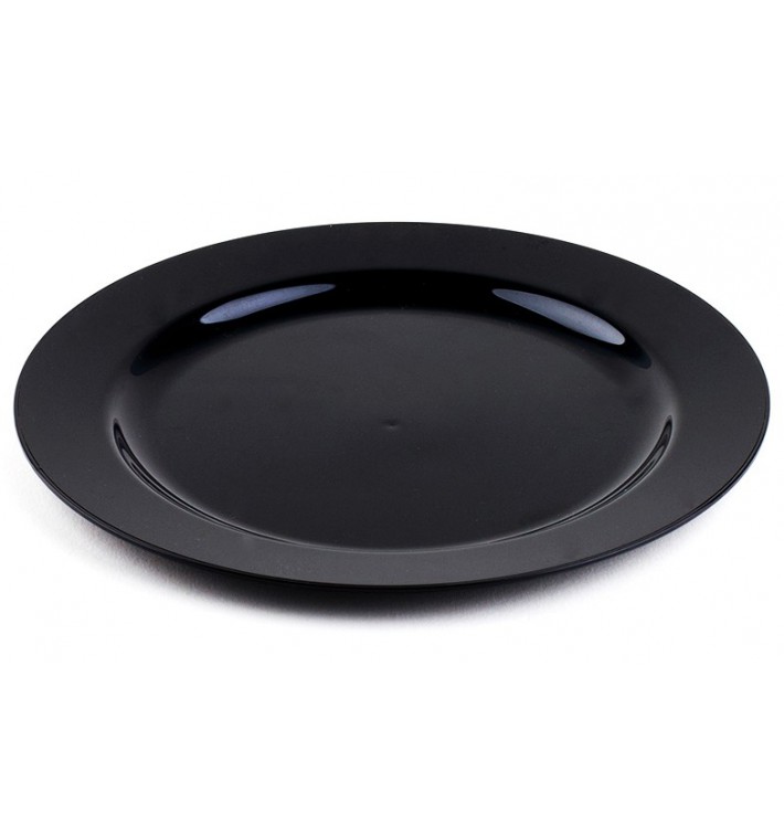 Assiette en Plastique Dur Noire 15cm 