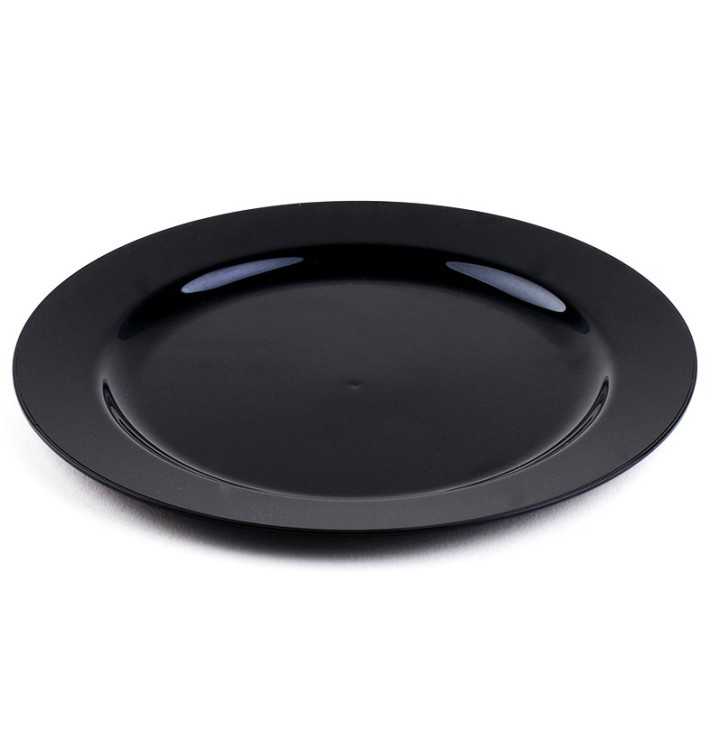 Assiette en Plastique Dur Noire 23cm Assiette en Plastique Dur Noire 23cm