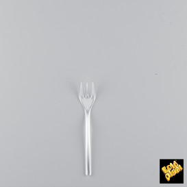 Plastic Proeving mini vork transparant 10cm (1500 stuks)