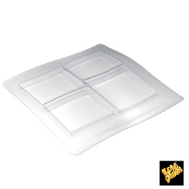 Plastic Compartment dienblad PS "FoodPoker" 4C 36x36cm (12 stuks)