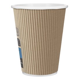 Gobelet Carton 12Oz/360ml Ondulé Kraft Ø8,7cm (1.000 Unités)
