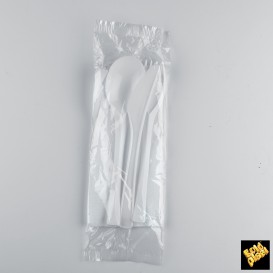 Plastic Bestekset PP "Next" vork, mes, lepel en servet (500 stuks)