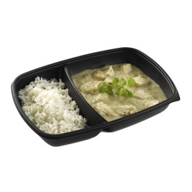 Plastic deli Container PP 2C zwart 1300ml 28x20x4cm (150 stuks)