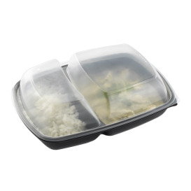 Plastic Deksel voor Deli Container PP Rechthoekige vorm 2C zwart 28x20cm (150 stuks)