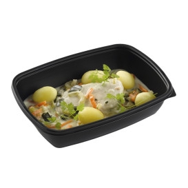 Barquette Plastique PP Noir 900ml 23x16,5cm (300 Utés)