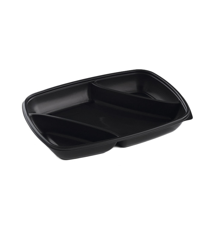 Barquette Plastique PP 3C Noir 975ml 28x20x4cm Barquette Plastique PP 3C Noir 975ml 28x20x4cm