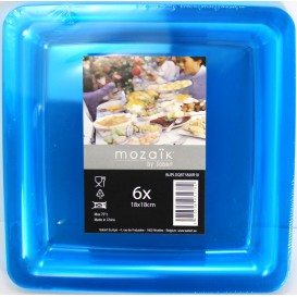 Plastic bord Vierkant extra sterk turkoois 18x18cm (6 stuks) 
