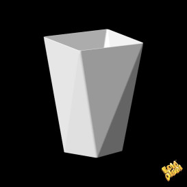 Plastic PS proefbeker "Diamond" wit 150 ml (12 stuks)