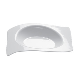 Proeving Plastic bord PS Plat wit 8x6,6 cm (50 stuks) 