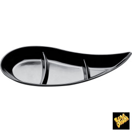 Saucière Dégustation "Virgule" 3 Comp. Noir 30 ml (50 Utés)