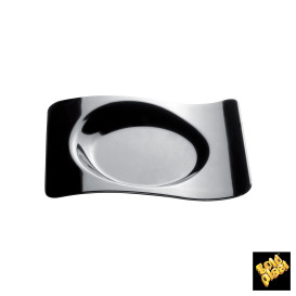 Proeving Plastic bord PS "voorma" zwart 8x6,6cm (50 stuks) 