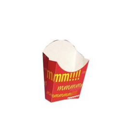 Papieren Container voor frietenmedium maat 8,2x3,5x12,5cm (25 stuks)