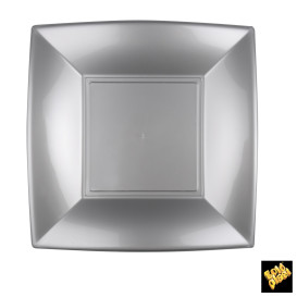 Plastic bord Plat grijs "Nice" PP 23 cm (25 stuks) 