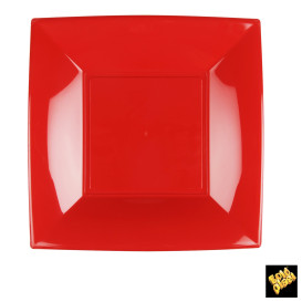 Plastic bord Plat rood "Nice" PP 23 cm (25 stuks) 