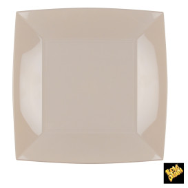 Assiette Plastique Réutilisable Plate Beige PP 230mm (25 Utés)