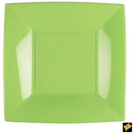 Assiette Plastique Réutilisable Plate Vert citron PP 290mm (12 Utés)