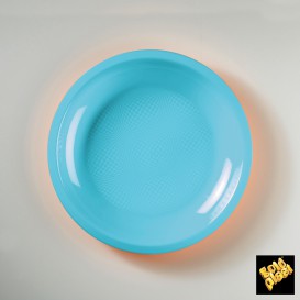 Assiette Plastique Réutilisable Plate Turquoise PP Ø220mm (600 Utés)