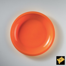 Assiette Plastique Réutilisable Plate Orange PP Ø220mm (50 Utés)