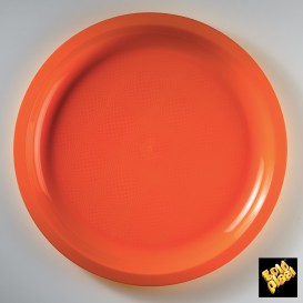 Assiette Plastique Réutilisable Orange PP Ø290mm (300 Utés)