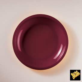 Assiette Plastique Réutilisable Plate Bordeaux PP Ø220mm (600 Utés)