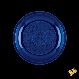 Assiette Plastique Réutilisable Plate Bleu PP Ø220mm (50 Utés)