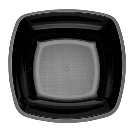 Assiette Plastique Réutilisable Creuse Noir PS 180mm (300 Utés)