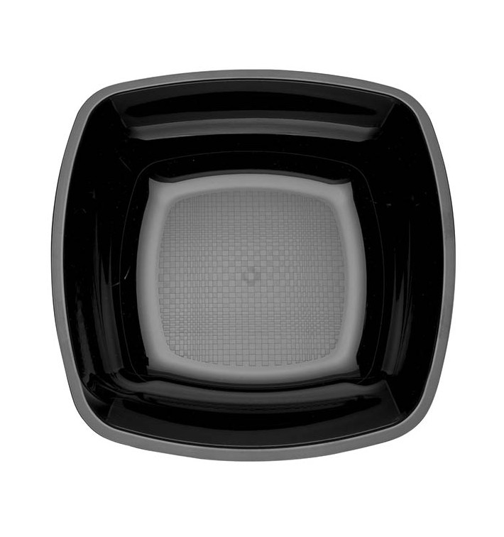 Assiette Plastique Réutilisable Creuse Noir PS 180mm (300 Utés)