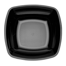 Plastic bord Diep zwart Vierkant PS 18 cm (25 stuks) 
