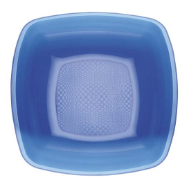 Assiette Plastique Réutilisable Creuse Bleu Transp. PS 180mm (300 Utés)