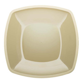 Plastic bord Plat crème Vierkant PS 30 cm (144 stuks)