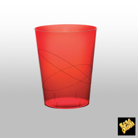 Verre Plastique Moon Rouge Transp. PS 350ml (400 Unités)