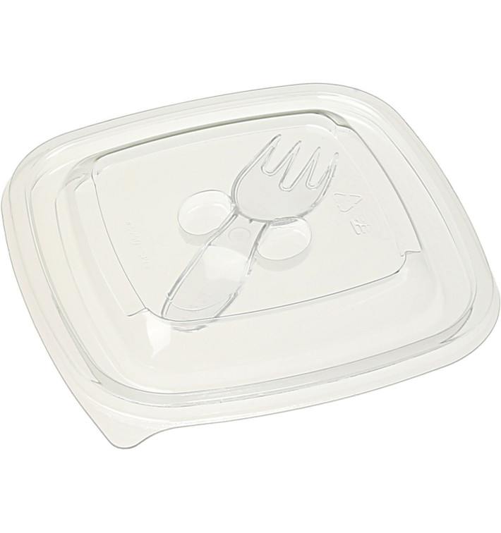 Couvercle avec Fourchette pour Bol PET 125x125mm (50 Utés) Couvercle avec Fourchette pour Bol PET 125x125mm (50 Utés)